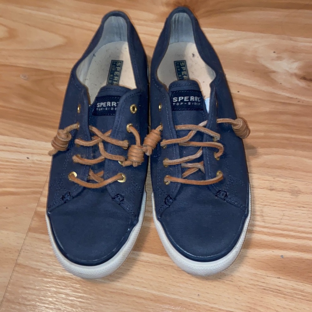 Sperry, brown leather laces, slip ons, Size: 8.5